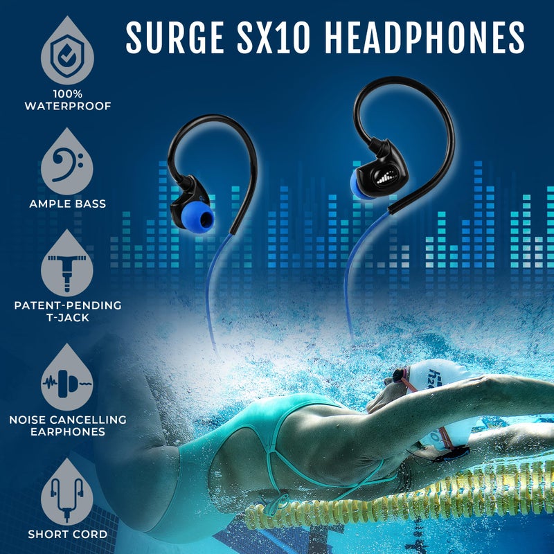 H2O Audio Surge SX10 Waterproof IPX8 Headphones â€“(Short Cord Design), in-Ear Noise Cancelling Earbuds for Swimming, Running, Sports â€“ Lightweight, Secure Fit, Dynamic Bass, Memory Foam Tips - Image 2